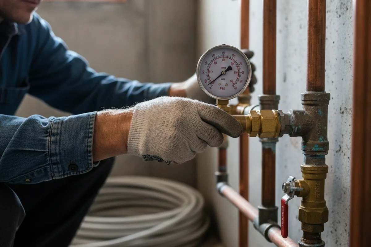 Pressure testing a repaired line during Water Line Repair in West Orange